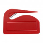 Kunststof briefopener met metalen mes kleur rood eerste weergave