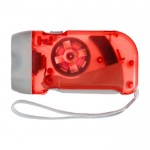Dynamo kunststof zaklamp met 2 LED-lampjes en batterij kleur rood eerste weergave