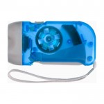 Dynamo kunststof zaklamp met 2 LED-lampjes en batterij kleur blauw eerste weergave