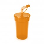 Transparant zomers glas (400ml) inclusief rietje kleur oranje