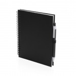Promotie A5 notitieboekje met ringband en pen kleur zwart