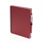 Promotie A5 notitieboekje met ringband en pen kleur rood