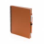 Promotie A5 notitieboekje met ringband en pen kleur oranje