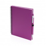 Promotie A5 notitieboekje met ringband en pen kleur fuchsia
