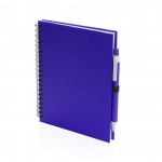 Promotie A5 notitieboekje met ringband en pen kleur blauw