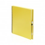 A4 notitieboekje met ringband en pen kleur geel