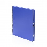 A4 notitieboekje met ringband en pen kleur blauw