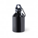 Gepersonaliseerde aluminium fles met karabijnhaak kleur zwart