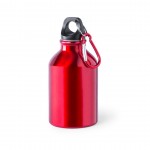 Gepersonaliseerde aluminium fles met karabijnhaak kleur rood