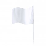Rechthoekige polyester wimpel met witte stok kleur wit  negende weergave