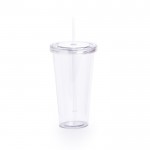 Plastic glas (750ml) met schroefdop en rietje kleur doorzichtig