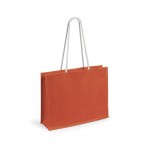 Mooie, jute tas met logo (draagkracht 9kg) kleur oranje