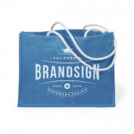 Mooie, jute tas met logo (draagkracht 9kg) kleur blauw eerste weergave