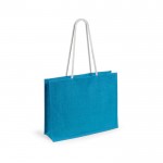 Mooie, jute tas met logo (draagkracht 9kg) kleur lichtblauw