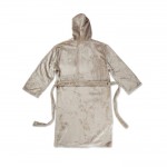 Luxe badstof badjas met capuchon en ceintuur kleur grijs derde weergave