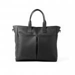 Bedrukte tas met handgrepen, laptopvak en schouderriem kleur zwart