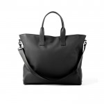 Bedrukte tas met handgrepen, laptopvak en schouderriem kleur zwart tweede weergave