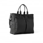 Bedrukte tas met handgrepen, laptopvak en schouderriem kleur zwart derde weergave