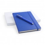 Set aan notitieboekje, pen en etui kleur blauw derde weergave