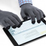Gepersonaliseerde handschoenen voor touchscreens kleur grijs eerste weergave