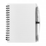 Hardcover notitieboekje en bijpassende pen A6 formaat kleur wit eerste weergave