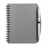 Hardcover notitieboekje en bijpassende pen A6 formaat kleur grijs eerste weergave