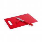 Set met snijplank en mes voor merchandising kleur rood eerste weergave