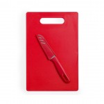 Set met snijplank en mes voor merchandising kleur rood