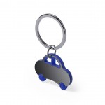Autovormige sleutelhanger met kleurdetail kleur blauw