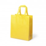 Gelamineerd, non-woven tassen met logo kleur geel