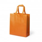 Gelamineerd, non-woven tassen met logo kleur oranje
