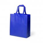 Gelamineerd, non-woven tassen met logo kleur blauw