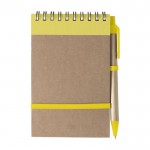 Kartonnen notitieblok met pen kleur geel eerste weergave