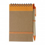 Kartonnen notitieblok met pen kleur oranje tweede weergave