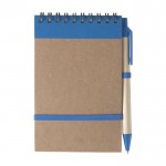 Kartonnen notitieblok met pen kleur lichtblauw eerste weergave