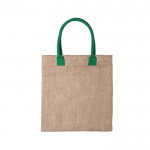 Medium sized jute tas met logo kleur groen