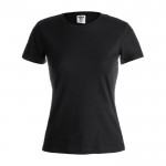 Katoenen dames T-shirts met logo, 150 g/m2 in de kleur zwart