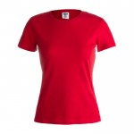 Katoenen dames T-shirts met logo, 150 g/m2 in de kleur rood