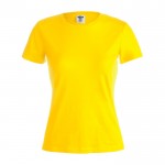 Katoenen dames T-shirts met logo, 150 g/m2 in de kleur geel