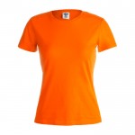 Katoenen dames T-shirts met logo, 150 g/m2 in de kleur oranje