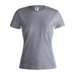 Katoenen dames T-shirts met logo, 150 g/m2 in de kleur grijs