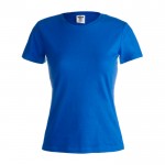 Katoenen dames T-shirts met logo, 150 g/m2 in de kleur blauw