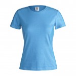 Katoenen dames T-shirts met logo, 150 g/m2 in de kleur lichtblauw