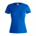 Katoenen dames T-shirt voor reclame in de kleur blauw