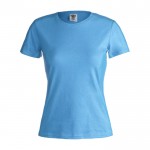 Katoenen dames T-shirt voor reclame in de kleur lichtblauw