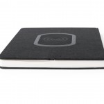 Reclame notitieboekjes met ingebouwde oplader kleur zwart vierde weergave