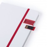 Notebooks met USB stick in kaft kleur rood tweede weergave