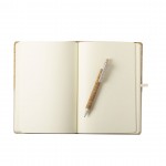 Notitieboekje A5-formaat met pen van kurk en katoen kleur ivoor tweede weergave
