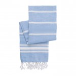 Katoenen pareo-handdoek met franjes kleur lichtblauw eerste weergave