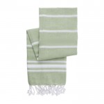 Katoenen pareo-handdoek met franjes kleur lichtgroen eerste weergave